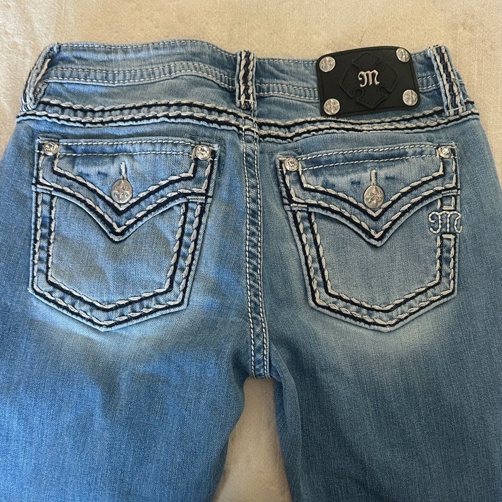 Miss Me Light Blue Boot Cut Jeans with Embellished Pockets